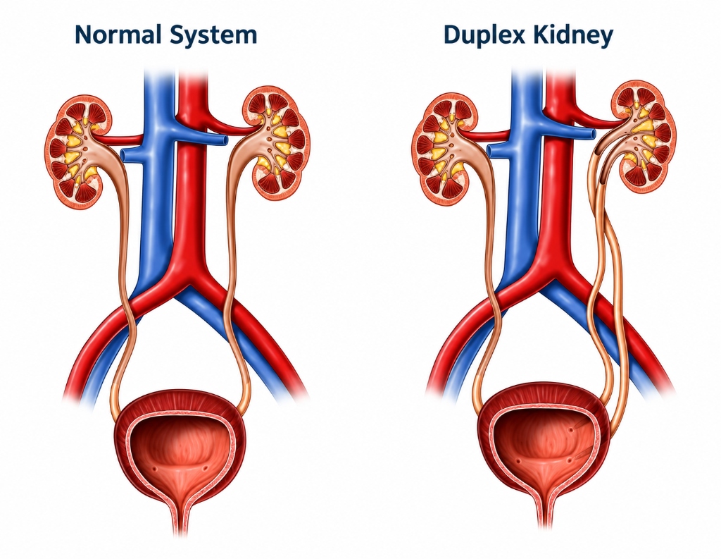 Normal System vs Duplex Kidney Diagram