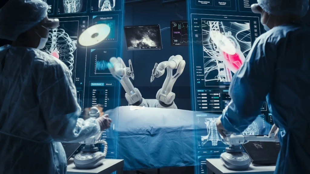 Futuristic Robotic Surgical Suite Diagram